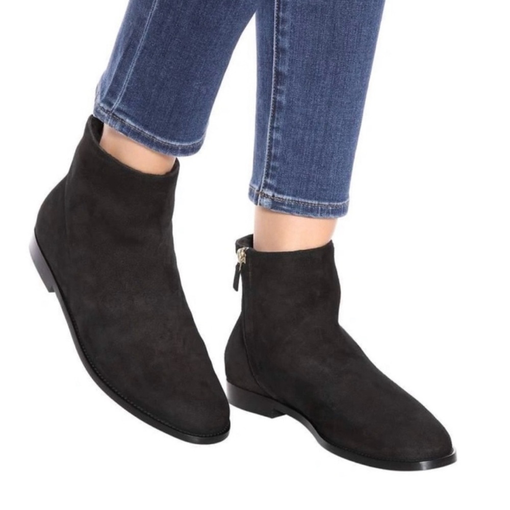 Mansur Gavriel Shearling Ankle Boots Black Suede Flat Italian Size 5 - Picture 2 of 8